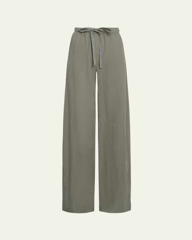 Mid-Rise Wide-Leg Utility Drawstring Pants